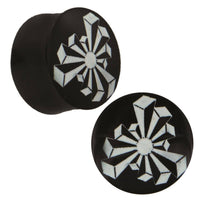 Load image into Gallery viewer, Plug Horn weiße Gravur schwarz Säulen Windrad Piercing Tribal - chic-net.de
