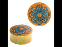 Load image into Gallery viewer, Plug Jackfrucht crushed Türkis Stein Inlay Blume double flared Handarbeit - chic-net.de
