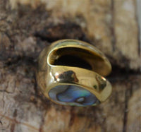 Load image into Gallery viewer, Plug Ohrgewicht Messing Paua zum Einhängen Tropfen gold - chic-net.de
