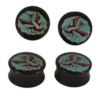 Load image into Gallery viewer, Plug Paar Acryl Schwalben Love Hate Engel Teufel Piercing Ohrschmuck - chic-net.de
