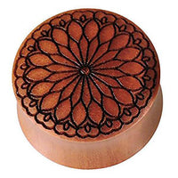 Load image into Gallery viewer, Plug Sawo Holz braun Gravur schwarz Blüte Herz Tribal Expander Organic Tunnel - chic-net.de
