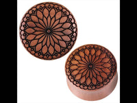 Load image into Gallery viewer, Plug Sawo Holz braun Gravur schwarz Blüte Herz Tribal Expander Organic Tunnel - chic-net.de

