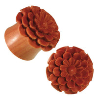 Load image into Gallery viewer, Plug Sawoholz natur braun Blume geöffnet Tribal Expander Organic Tunnel - chic-net.de
