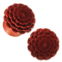 Load image into Gallery viewer, Plug Sawoholz Organic Blume rotbraun Tunnel Unisex Ohrschmuck handgeschnitzt - chic-net.de
