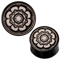 Load image into Gallery viewer, Plug Schwarz Horn glänzend Blume im Kreis Organic Tribal Expander - chic-net.de
