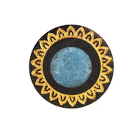 Load image into Gallery viewer, Plug Sonoholz crushed Türkis Stein Inlay Blume gold double flared - chic-net.de
