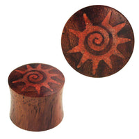 Load image into Gallery viewer, Plug Sonoholz Sonnenspirale rot crushed Steininlay double flared Handarbeit - chic-net.de
