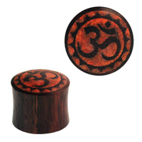 Load image into Gallery viewer, Plug Sonoholz Zacken OM rot crushed Steininlay double flared Handarbeit - chic-net.de
