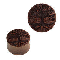 Load image into Gallery viewer, Plug Teakholz Baum des Lebens double flared braun - chic-net.de
