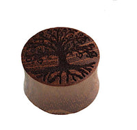 Load image into Gallery viewer, Plug Teakholz Baum des Lebens double flared braun - chic-net.de
