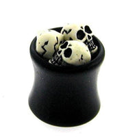 Load image into Gallery viewer, Plug Totenköpfe Tunnel Ohrstecker Ohrring Expander Dehner Piercing Ohrschmuck Unisex schwarz weiß - chic-net.de
