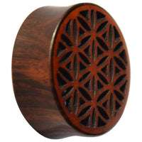 Cargar imagen en el visor de la galería, Plug Tunnel Holz filigran Blume des Lebens double flared - chic-net.de
