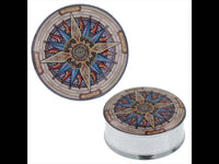 Cargar imagen en el visor de la galería, Plug Tunnel Stern Sonne Muster Edelstahl Acryl Expander Piercing Chirurgenstahl - chic-net.de
