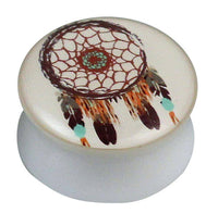 Cargar imagen en el visor de la galería, Plug weiß Acryl Traumfänger braun türkis orange Piercing Ohrschmuck - chic-net.de
