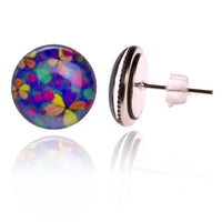 Load image into Gallery viewer, Resin Ohrstecker Blumen blau bunt Edelstahl Chirurgenstahl Damen nickelfrei Ohrringe - chic-net.de
