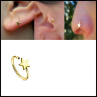 Load image into Gallery viewer, Ring Stern gold Daith Helix Nasen Lippen Ohr Piercing - chic-net.de
