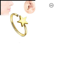Load image into Gallery viewer, Ring Stern gold Daith Helix Nasen Lippen Ohr Piercing - chic-net.de
