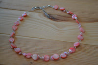 Load image into Gallery viewer, rosa Halskette Perlen Perlmutt Muschel Plättchen 42-48cm - chic-net.de
