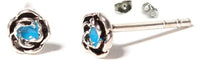 Load image into Gallery viewer, Rose Ohrstecker türkis, rund, 3 mm Ø, eingefasst, 925er Sterlingsilber - chic-net.de
