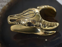 Load image into Gallery viewer, Saddle Plug Flesh Tunnel Büffel Schädel Messing gold - chic-net.de
