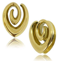 Load image into Gallery viewer, Saddle Plug Flesh Tunnel Messing gold Tropfen Spirale - chic-net.de
