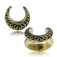 Cargar imagen en el visor de la galería, Saddle Plug Messing antik gold Sichel Bögen Tunnel - chic-net.de
