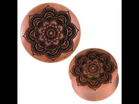 Load image into Gallery viewer, Sawoholz Plug braun Tunnel Expander Mandala schwarz.
