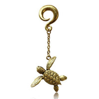 Load image into Gallery viewer, Ohrgewicht 6mm Piercing Anhänger Brass Ohrring gold Hook Bone Skull Schildkröte - chic-net.de
