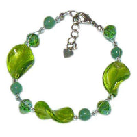 Load image into Gallery viewer, Schmuckset Kette Armband Glasperlen Glitzer gewunden grün hellgrün nickelfrei Karabiner - chic-net.de
