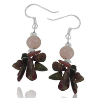 Load image into Gallery viewer, Schmuckset rosa grün braun Kette Ohrringe Perlen Splittsteine 925er Sterling Silber - chic-net.de
