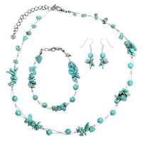 Load image into Gallery viewer, Schmuckset Türkis Kette Armband Ohrringe Perlen Splittsteine 925er Sterling Silber - chic-net.de
