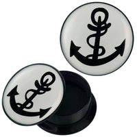 Load image into Gallery viewer, Schraub Plug Acryl Anker gebogen Seil weiß schwarz Piercing Ohrschmuck - chic-net.de
