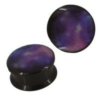 Load image into Gallery viewer, Schraub Plug Acryl blau rosa weißes All Weltraum Piercing schwarz - chic-net.de
