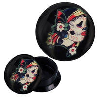 Load image into Gallery viewer, Schraub Plug Acryl Blumen Kopftuch Frau Candy Skull Piercing Ohrschmuck - chic-net.de
