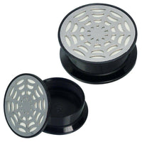 Load image into Gallery viewer, Schraub Plug Acryl Edelstahl silbern Spinnennetz weiß schwarz Piercing - chic-net.de
