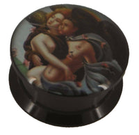 Load image into Gallery viewer, Schraub Plug Acryl Engel Paar nackt pustend Piercing schwarz - chic-net.de
