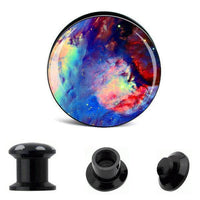 Load image into Gallery viewer, Schraub Plug Acryl  Farbverlauf weiß blau rot Tunnel Expander Piercing Ohrschmuck - chic-net.de
