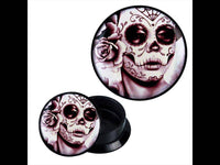Load image into Gallery viewer, Schraub Plug Acryl Frauenkopf Totenkopf MakeUp Rose Piercing Ohrschmuck - chic-net.de
