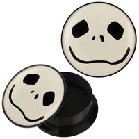 Load image into Gallery viewer, Schraub Plug Acryl freundliches Gespenst weiß schwarz Piercing Ohrschmuck - chic-net.de
