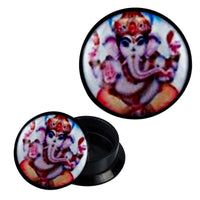 Load image into Gallery viewer, Schraub Plug Acryl Ganesha lila orange Piercing Ohrschmuck - chic-net.de
