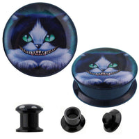 Load image into Gallery viewer, Schraub Plug Acryl Katze grinsend Vampir Tunnel Expander Piercing Ohrschmuck - chic-net.de
