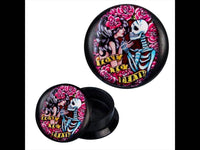 Load image into Gallery viewer, Schraub Plug Acryl Love to Death Paar Skelett Frau schwarz Piercing Ohrschmuck - chic-net.de
