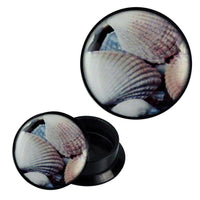 Load image into Gallery viewer, Schraub Plug Acryl Muschel Foto weiß Muscheln Piercing Ohrschmuck - chic-net.de

