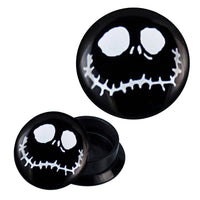 Load image into Gallery viewer, Schraub Plug Acryl schwarz weiß Gespenst Gesicht Naht Piercing Ohrschmuck - chic-net.de
