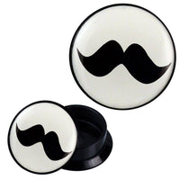 Load image into Gallery viewer, Schraub Plug Acryl schwarz weiß Schnurrbart Piercing Ohrschmuck - chic-net.de
