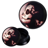 Load image into Gallery viewer, Schraub Plug Acryl seitlich Candy Skull Schmetterlinge Piercing Ohrschmuck - chic-net.de
