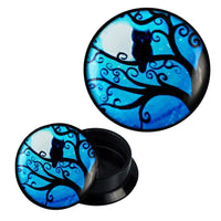 Load image into Gallery viewer, Schraub Plug Acryl Uhu Baum Mondlicht blau Piercing Ohrschmuck - chic-net.de
