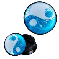 Load image into Gallery viewer, Schraub Plug Acryl Yin Yang Zweige türkis weiß Piercing Ohrschmuck - chic-net.de
