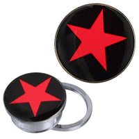 Load image into Gallery viewer, Schraub Plug Tunnel silbern Edelstahl Stern rot schwarz Acryl Piercing - chic-net.de
