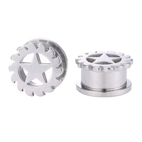 Load image into Gallery viewer, Schraubplug Chirurgenstahl Stern mittig Zacken Rand Tunnel Plug Edelstahl dünn silber Farben - chic-net.de
